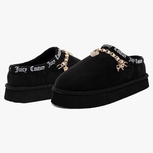 Juicy Couture Black Slippers with Gold Charms